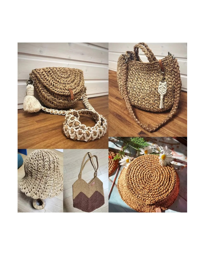 HOBİCİLER BEYAZ Rafya İp Şapka Çanta Kağıt Ambalaj İpi 100 gr 100 m Raffia Natural Kağıt İp