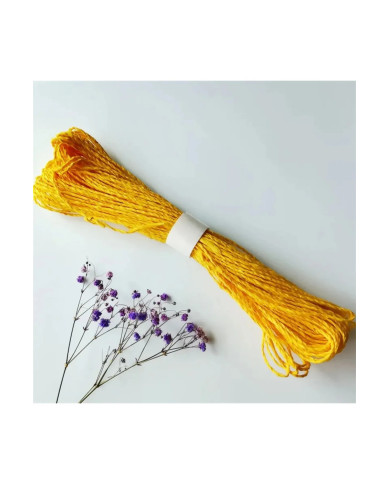 HOBİCİLER SARI 200-250 gr Arası El Örgü İpi Kağıt İp Çanta İpi Paket Süsleme Kraft İpi