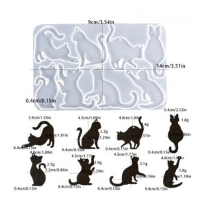 Epoksi Çoklu Kedi Figürleri Kolye Ve Anahtarlık Kalıbı 8 Li