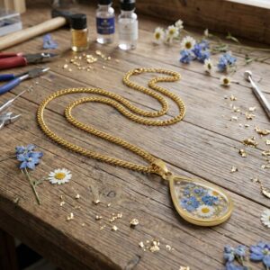 Epoksi Reçine Damla Model Metal Kolye Ve Takı Ucu