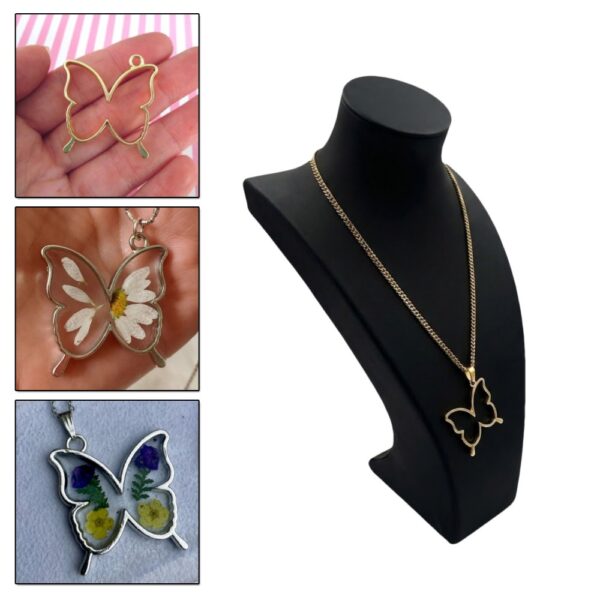 Epoksi Reçine Kelebek Model Metal Kolye Ve Takı Ucu