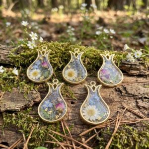 Epoksi Reçine Lale  Model Metal Kolye Ve Takı Ucu